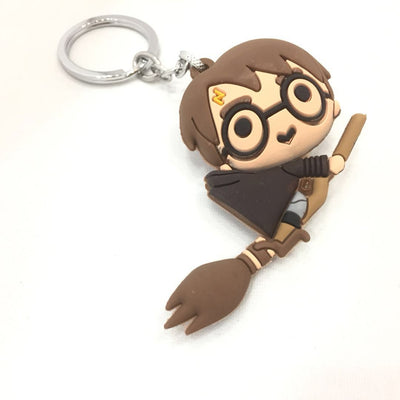 Harry Potter with Broom 3D PVC Character Keyring
