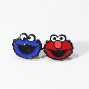 Anime Earrings - Sesame Street Cookie Monster & Elmo