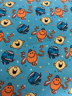 Mr Men Mr Tickles and Mr Bump Mr Happy Quilting Cotton Fabric