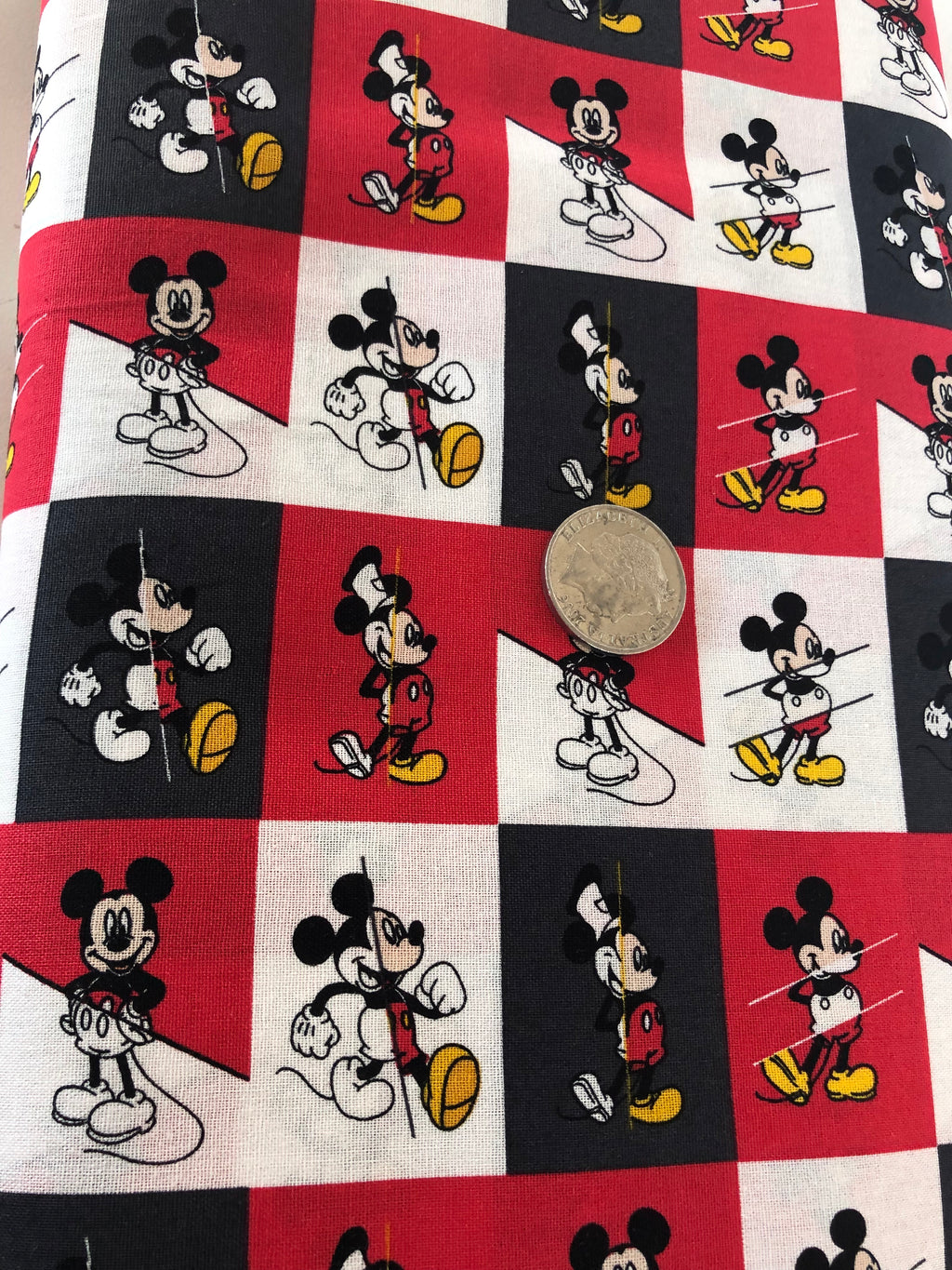 Mickey Mouse Retro Square Quilting Cotton Fabric