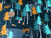 Moonlight Forest and Foxes Cotton Fabric
