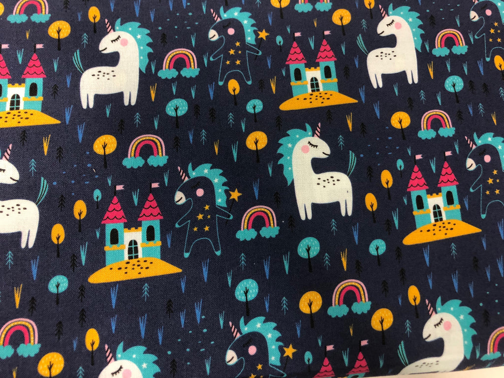 Unicorn and Castles Quilting Cotton Fabric