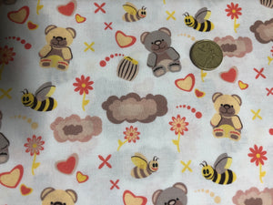 Honey Bear and Bee Quilting Cotton Fabric