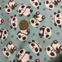 Panda & Rainbows Series Blue Panda Scatter Quilting Cotton Fabric