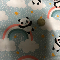 Panda & Rainbows Series Blue Scatter Quilting Cotton Fabric