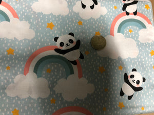 Panda & Rainbows Series Blue Scatter Quilting Cotton Fabric