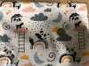 Panda & Rainbows Series White Scatter Quilting Cotton Fabric