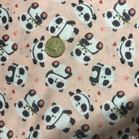 Panda & Rainbows Series Pink Panda Scatter Quilting Cotton Fabric