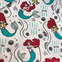 Ariel Little Mermaid White Quilting Cotton Fabric