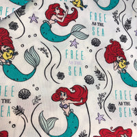 Ariel Little Mermaid White Quilting Cotton Fabric