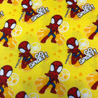 Spiderman and Friends Yellow Quilting Cotton Fabric