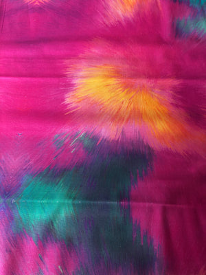 Tie Dye Rainbow Pink/Teal Quilting Cotton Fabric